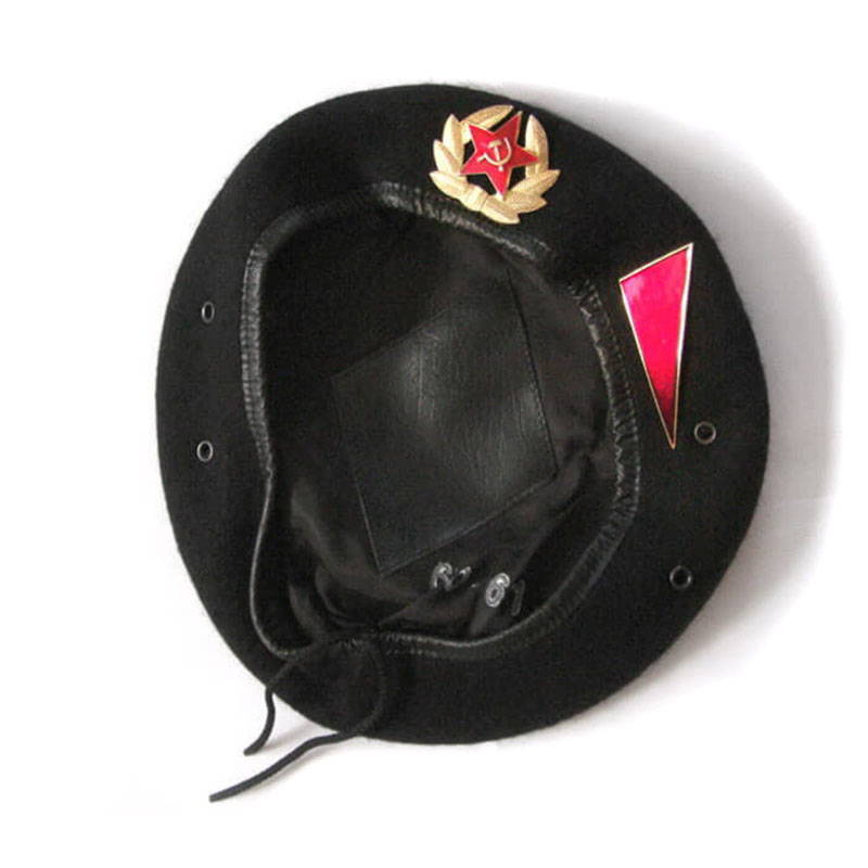 black beret with badges