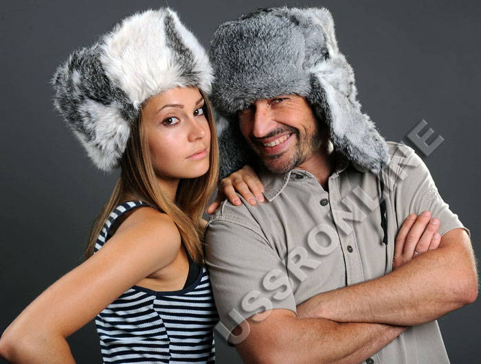 Russian Grey Rabbit Ushanka Fur Hat