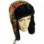 Russian Ushanka Winter Fur Hat Khokhloma Gift 