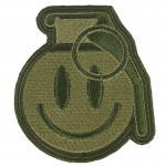 Hand Grenade Emoji Smile Patch Embroidered Olive