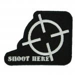 Shoot Here Airsoft Fun Patch Embroidered