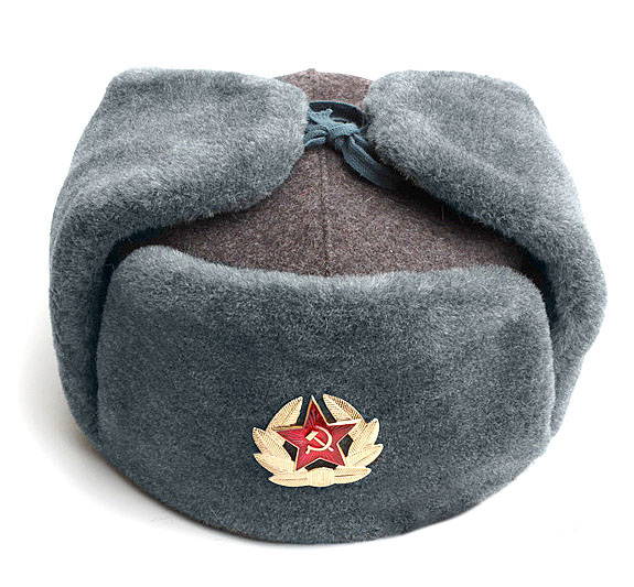 Authentique Russe uniforme chapeau d'hiver Armée Soviétique Fourrure Ushanka badge 