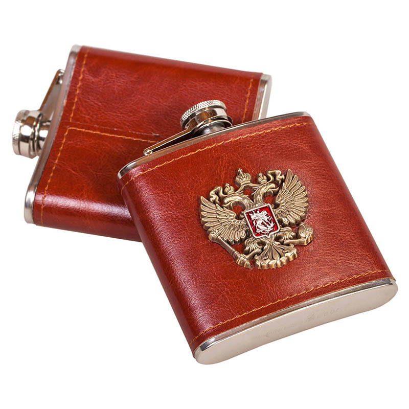 russian coat of arms alcohol flask