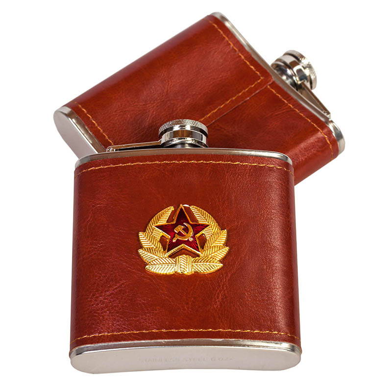 red star badge flask