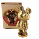 Soviet Moscow 1980 Olympic Games Mascot Misha Bear Bronze Statuette