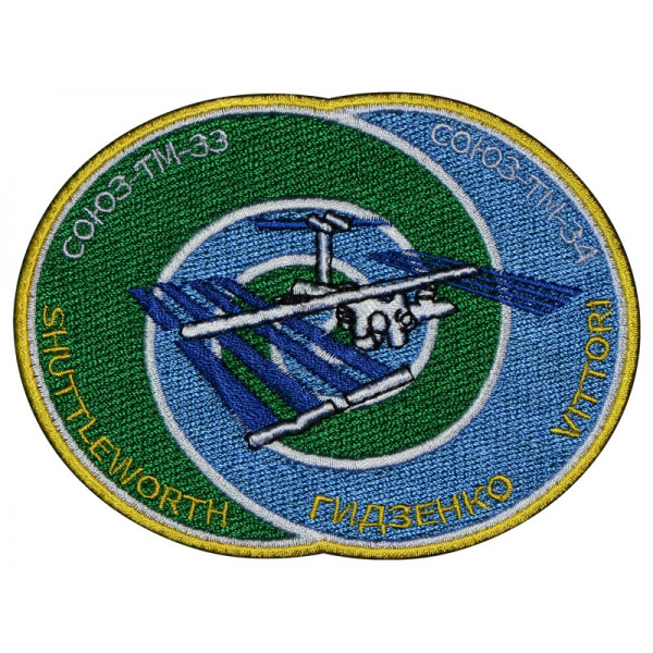 Soyuz TM-34 Russian space programme patch v2