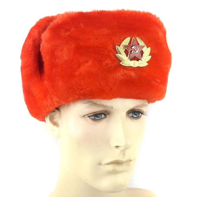 Russian Ushanka Fur Hat Red Blue Green Yellow