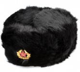 Rabbit Fur Ushanka Hat Black