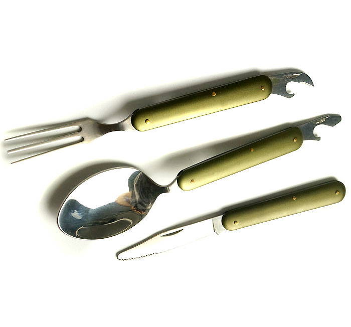 Russian Pocket Camping Folding Cutlery Set Spoon Fork Knife