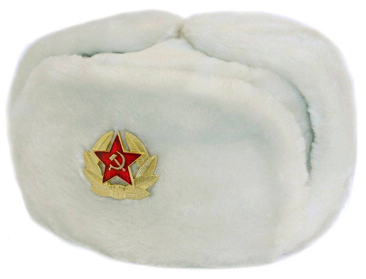 russian ushanka hat white