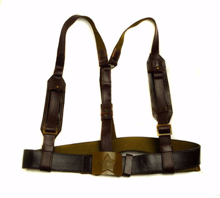 Soldiers Leather Belt Suspenders